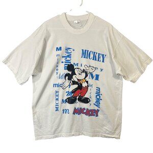 Vintage Mickey Mouse Graphic Tee XL White 100% Cotton USA Made GUC